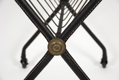 Jacques Adnet 1950s Stitched Leather side table by Jacques Adnet