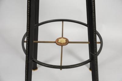 Jacques Adnet 1950s Stitched Leather stools by Jacques Adnet