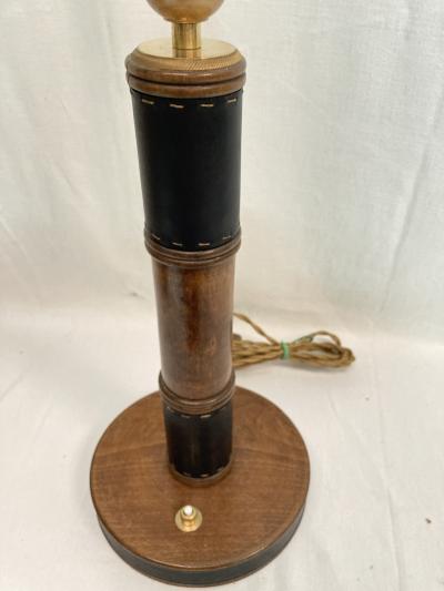 Jacques Adnet 1950s Stitched Leather table lamp by Jacques Adnet