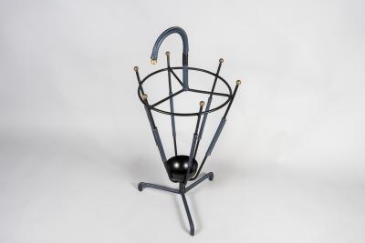 Jacques Adnet 1950s Stitched Leather umbrella Stand by Jacques Adnet