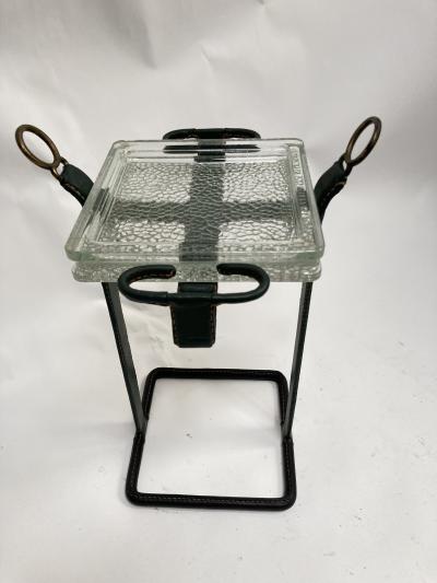 Jacques Adnet 1950s Stitched Leather vide poche by Jacques Adnet