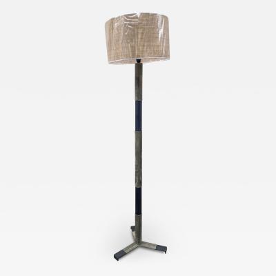 Jacques Adnet 1950s Stitched Suede Leather floor lamp By Jacques Adnet