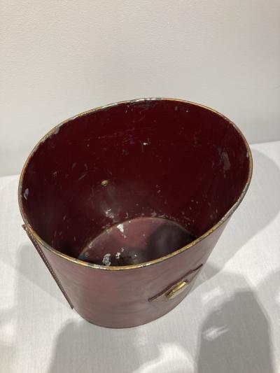 Jacques Adnet 1950s Stitched leather Bin by Jacques Adnet