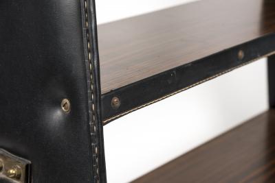 Jacques Adnet 1950s Stitched leather Bookcase by Jacques Adnet