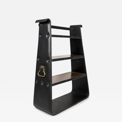 Jacques Adnet 1950s Stitched leather Bookcase by Jacques Adnet