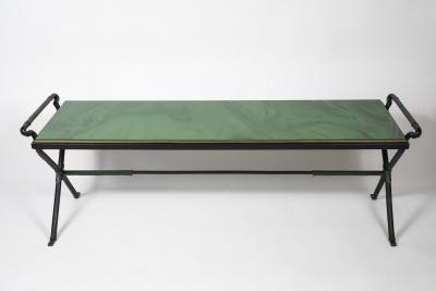 Jacques Adnet 1950s Stitched leather Cocktail table By Jacques Adnet