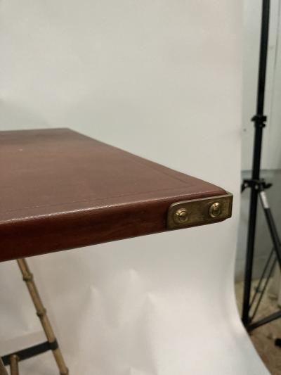 Jacques Adnet 1950s Stitched leather Desk by Jacques Adnet