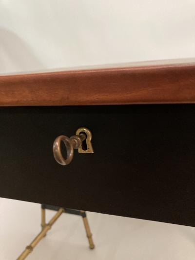 Jacques Adnet 1950s Stitched leather Desk by Jacques Adnet