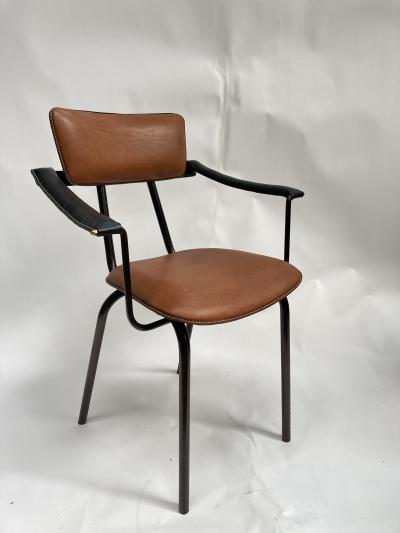 Jacques Adnet 1950s Stitched leather Desk by Jacques Adnet