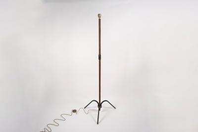 Jacques Adnet 1950s Stitched leather Floor lamp By Jacques Adnet