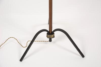 Jacques Adnet 1950s Stitched leather Floor lamp By Jacques Adnet