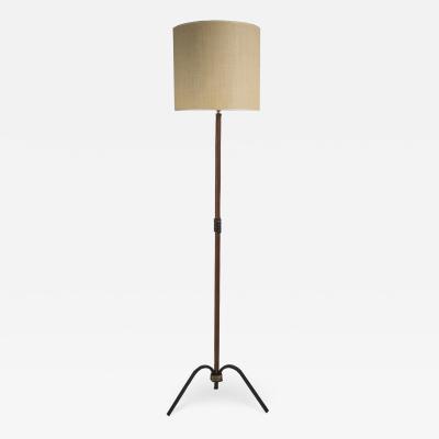 Jacques Adnet 1950s Stitched leather Floor lamp By Jacques Adnet