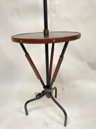 Jacques Adnet 1950s Stitched leather Floor lamp by Jacques Adnet