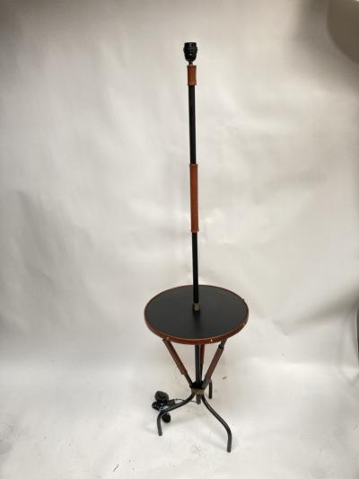 Jacques Adnet 1950s Stitched leather Floor lamp by Jacques Adnet