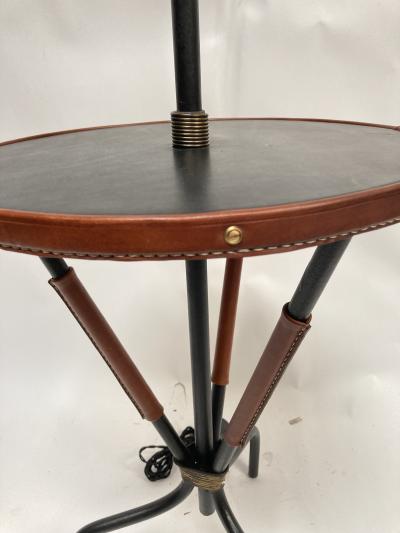 Jacques Adnet 1950s Stitched leather Floor lamp by Jacques Adnet