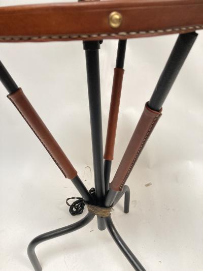 Jacques Adnet 1950s Stitched leather Floor lamp by Jacques Adnet