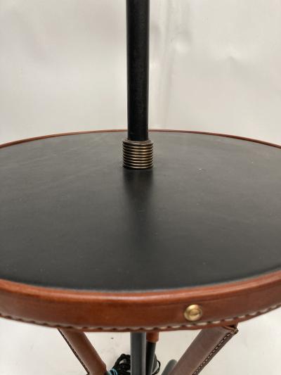 Jacques Adnet 1950s Stitched leather Floor lamp by Jacques Adnet
