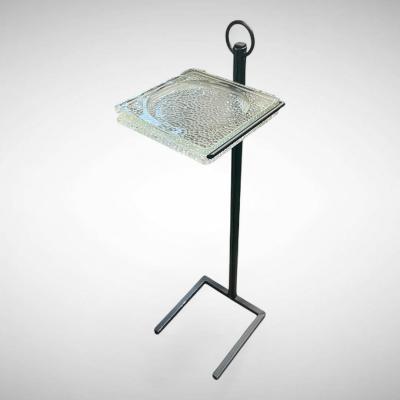 Jacques Adnet 1950s Stitched leather Side table by Jacques Adnet