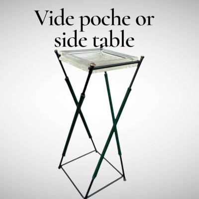 Jacques Adnet 1950s Stitched leather Vide poche or side table by Jacques Adnet