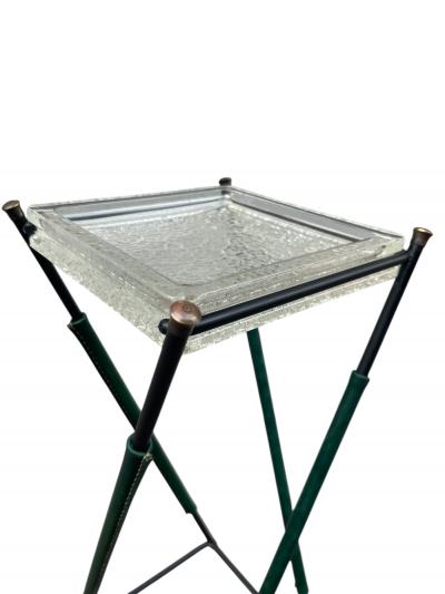 Jacques Adnet 1950s Stitched leather Vide poche or side table by Jacques Adnet