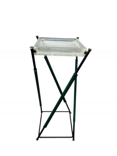 Jacques Adnet 1950s Stitched leather Vide poche or side table by Jacques Adnet