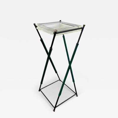 Jacques Adnet 1950s Stitched leather Vide poche or side table by Jacques Adnet