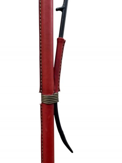 Jacques Adnet 1950s Stitched leather adjustable floor lamp by Jacques Adnet