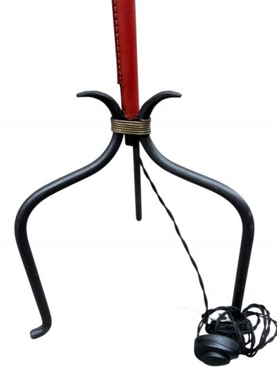 Jacques Adnet 1950s Stitched leather adjustable floor lamp by Jacques Adnet
