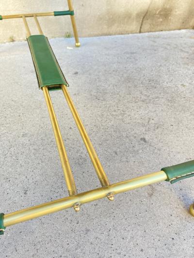 Jacques Adnet 1950s Stitched leather and brass cocktail Table by Jacques Adnet