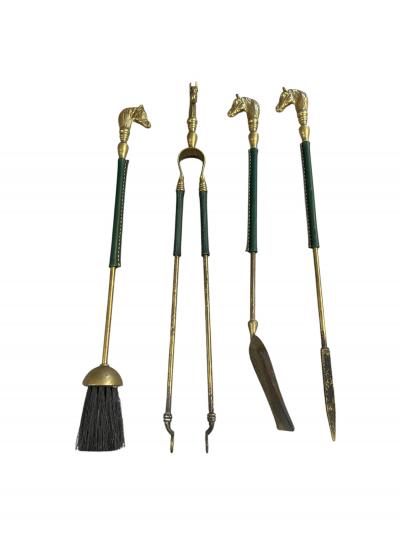 Jacques Adnet 1950s Stitched leather and brass mantles by Jacques Adnet