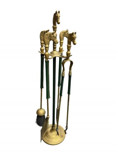 Jacques Adnet 1950s Stitched leather and brass mantles by Jacques Adnet