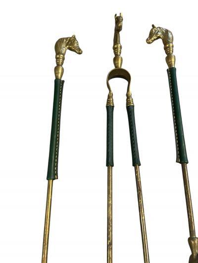 Jacques Adnet 1950s Stitched leather and brass mantles by Jacques Adnet