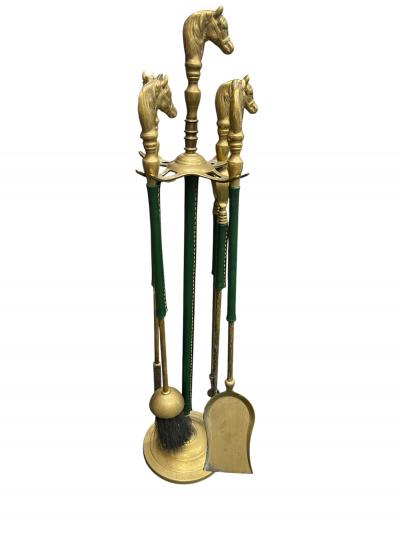 Jacques Adnet 1950s Stitched leather and brass mantles by Jacques Adnet