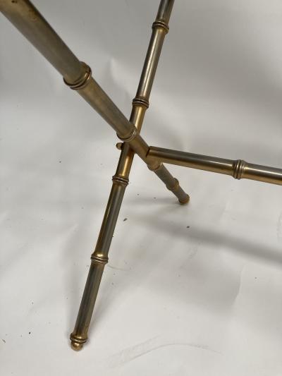 Jacques Adnet 1950s Stitched leather and brass table
