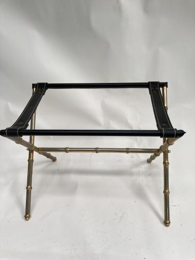 Jacques Adnet 1950s Stitched leather and brass table