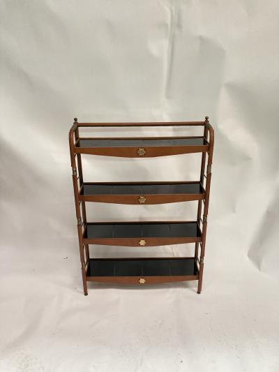 Jacques Adnet 1950s Stitched leather and ceramic shelve by Jacques Adnet