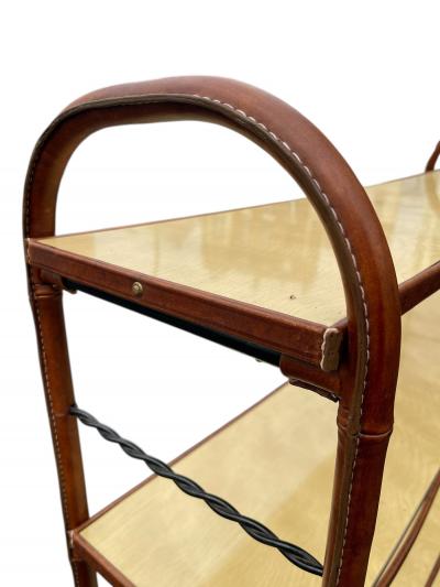 Jacques Adnet 1950s Stitched leather and formica bookcase by Jacques Adnet