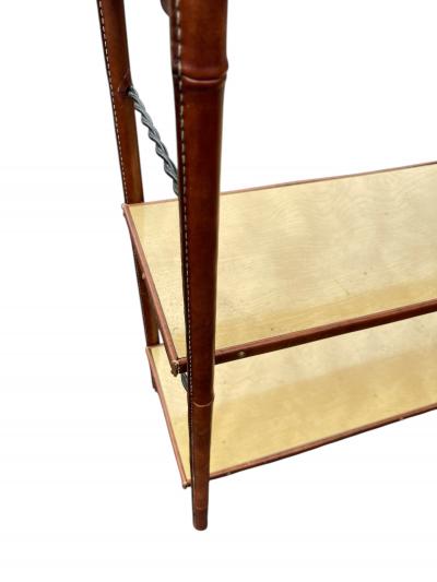 Jacques Adnet 1950s Stitched leather and formica bookcase by Jacques Adnet