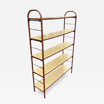 Jacques Adnet 1950s Stitched leather and formica bookcase by Jacques Adnet