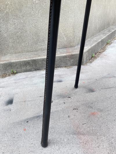 Jacques Adnet 1950s Stitched leather and formica side table by Jacques Adnet