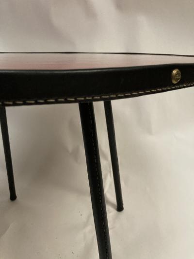 Jacques Adnet 1950s Stitched leather and formica side table by Jacques Adnet