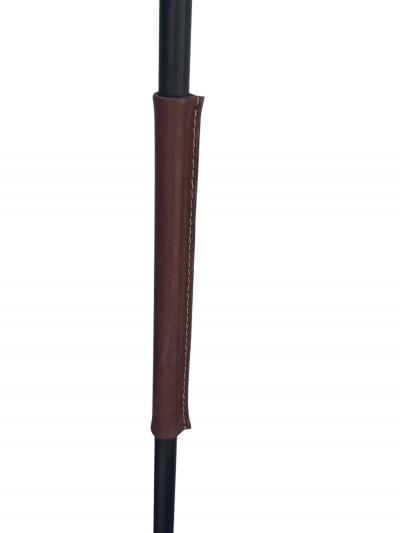 Jacques Adnet 1950s Stitched leather and metal floor lamp by Jacques Adnet