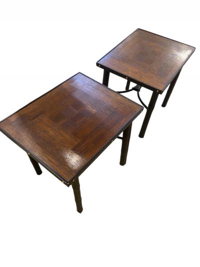Jacques Adnet 1950s Stitched leather and oak table by Jacques Adnet