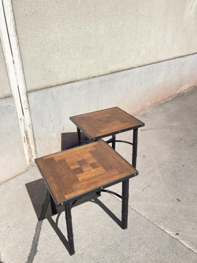Jacques Adnet 1950s Stitched leather and oak table by Jacques Adnet