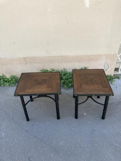 Jacques Adnet 1950s Stitched leather and oak table by Jacques Adnet