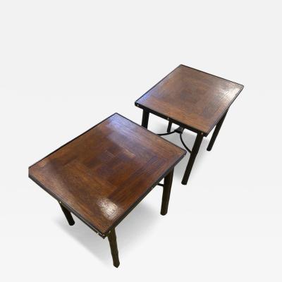 Jacques Adnet 1950s Stitched leather and oak table by Jacques Adnet