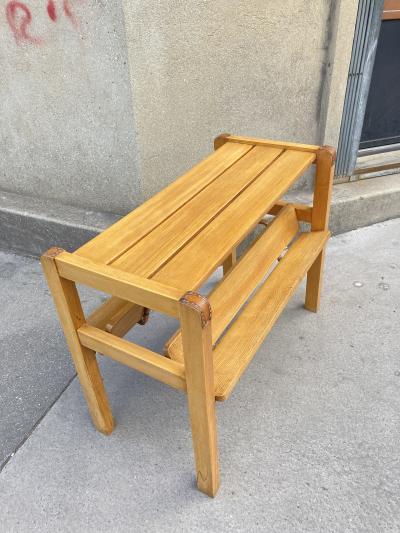 Jacques Adnet 1950s Stitched leather and wood side table by Jacques Adnet