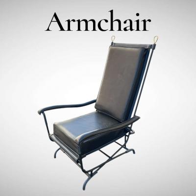 Jacques Adnet 1950s Stitched leather armchair by Jacques Adnet