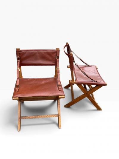 Jacques Adnet 1950s Stitched leather armchairs by Jacques ADNET