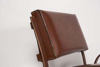 Jacques Adnet 1950s Stitched leather armchairs by Jacques Adnet